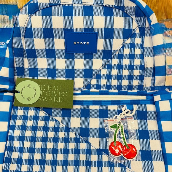 STATE Royal blue/white Check  Print - Picture 1 of 3